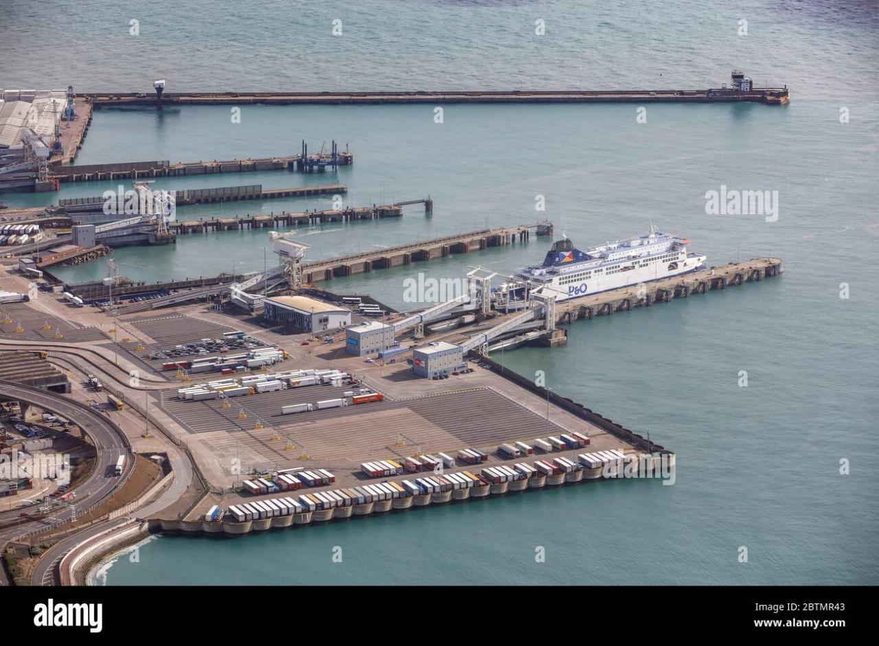 Dover port england aerial roads kent approach alamy